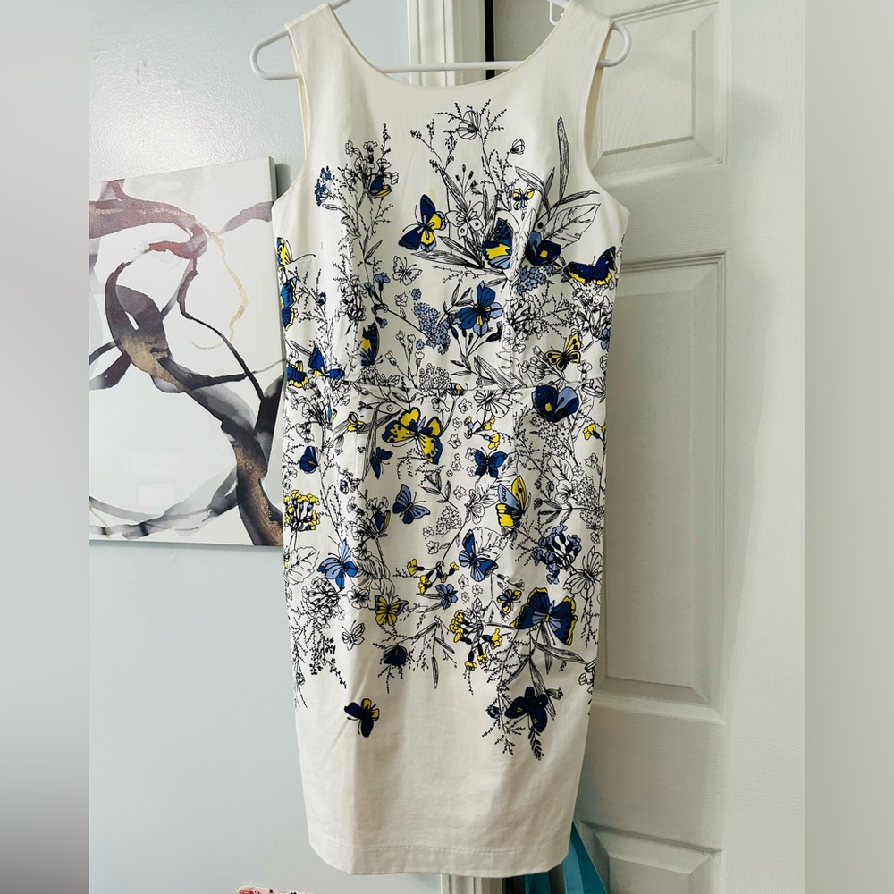 RSVP Talbots Cream Dress with butterfly detailing